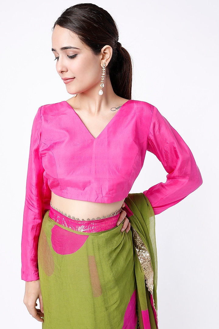 Mehendi Green Printed Party Wear Saree Set by Yam India at Pernia's Pop Up Shop