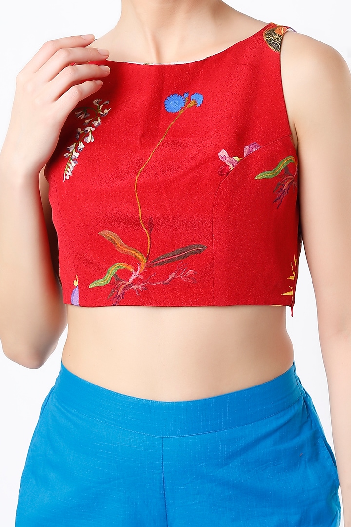 Red Printed Blouse by Yam India at Pernia's Pop Up Shop