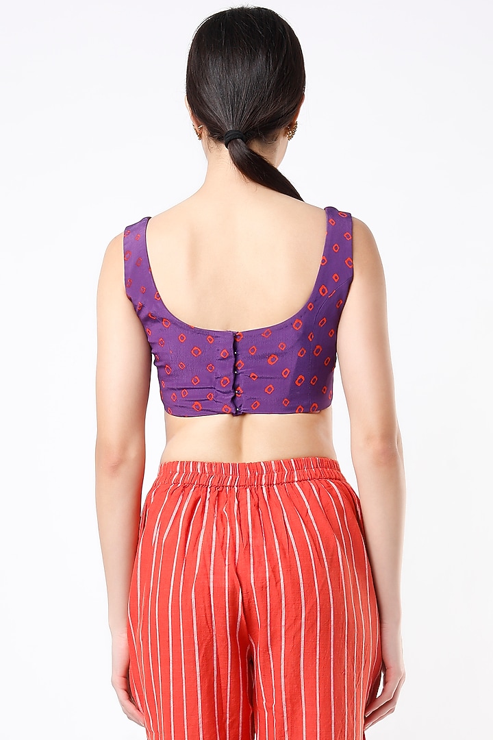 Purple Bandhani Blouse by Yam India at Pernia's Pop Up Shop