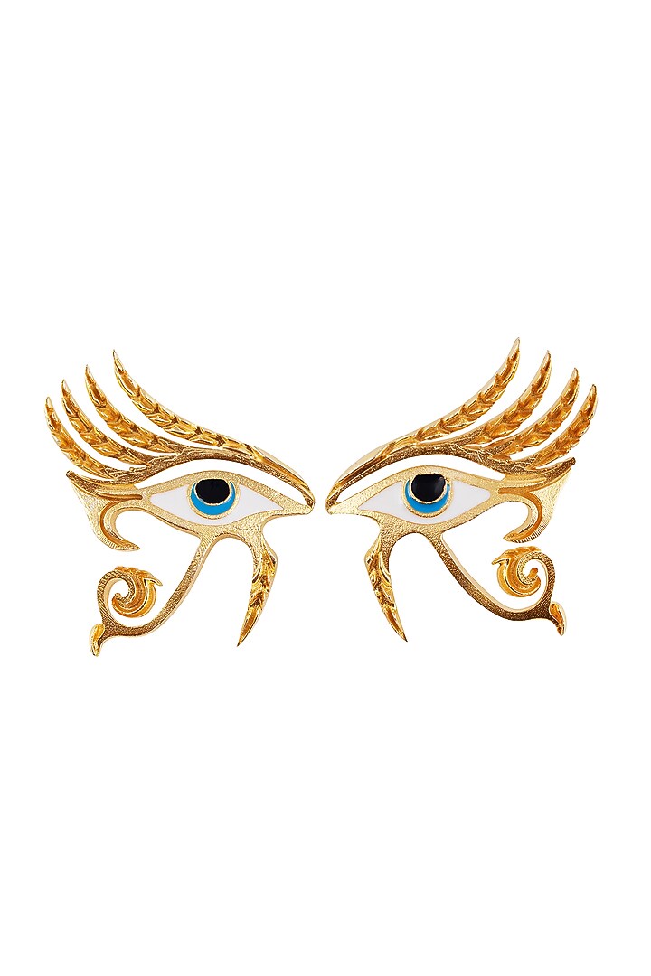 Gold Plated Enamelled Stud Earrings by YAMIN at Pernia's Pop Up Shop
