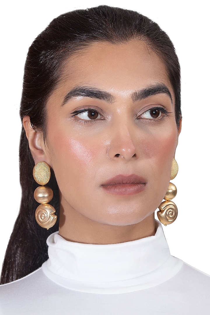 Gold Plated Detachable Stud Earrings by YAMIN
