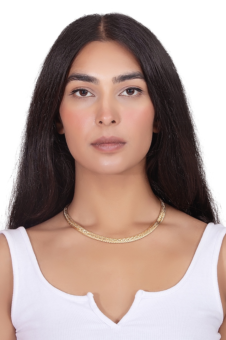 Gold Plated Anaika Reversible Chain Necklace by YAMIN