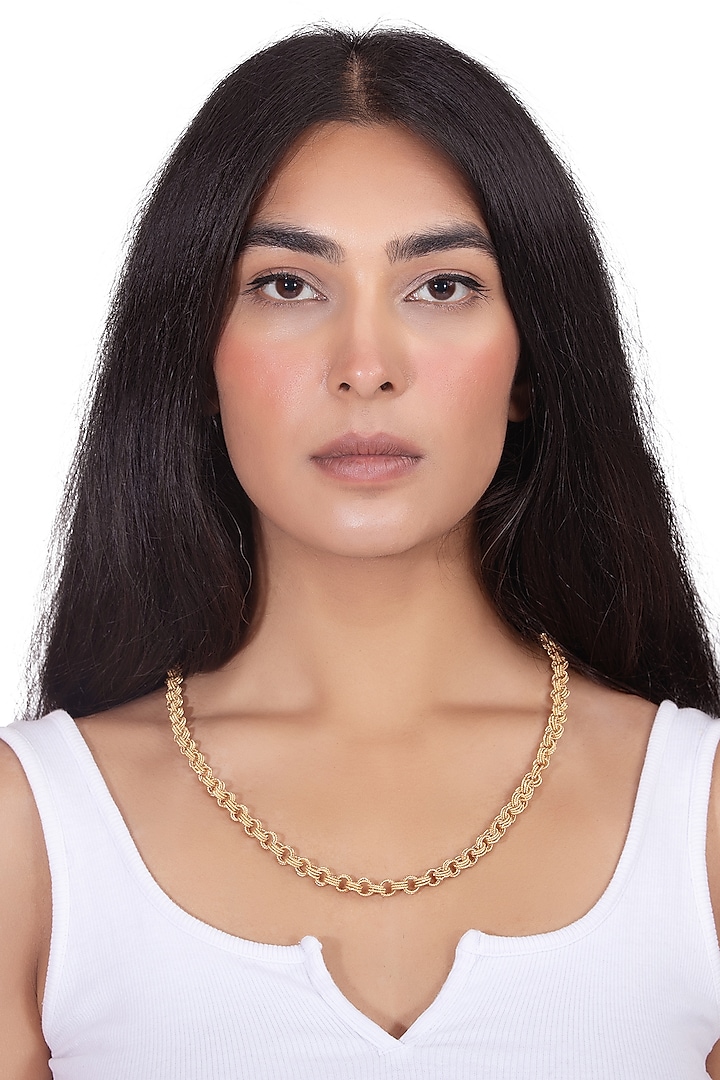 Gold Plated Chalah Chain Necklace by YAMIN