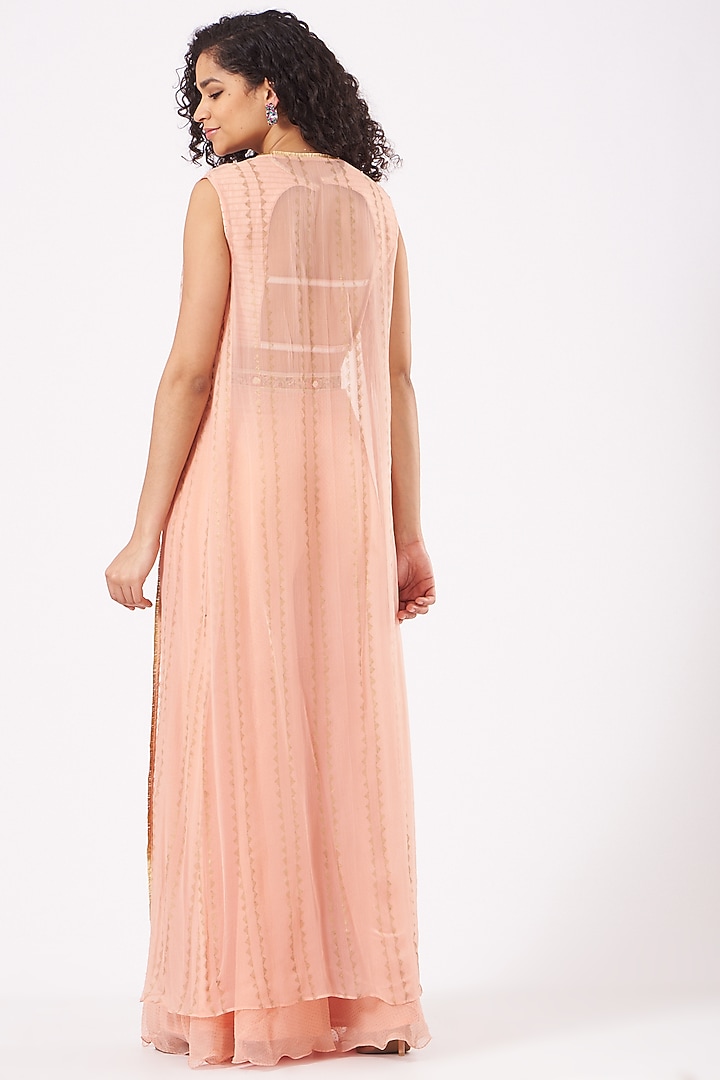 Light Peach Printed Palazzo Pant Set by Yashodhara at Pernia's Pop Up Shop