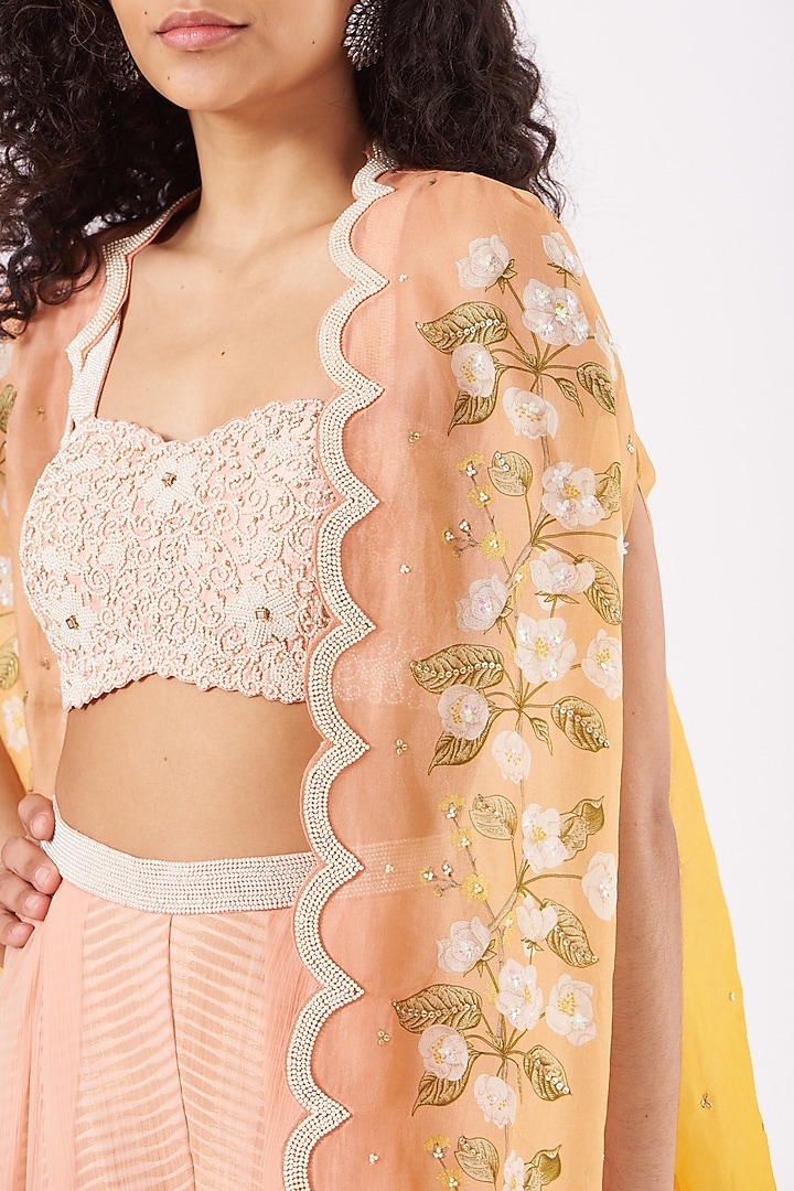 Citrus Yellow Raw Silk Cape Set by Yashodhara at Pernia's Pop Up Shop