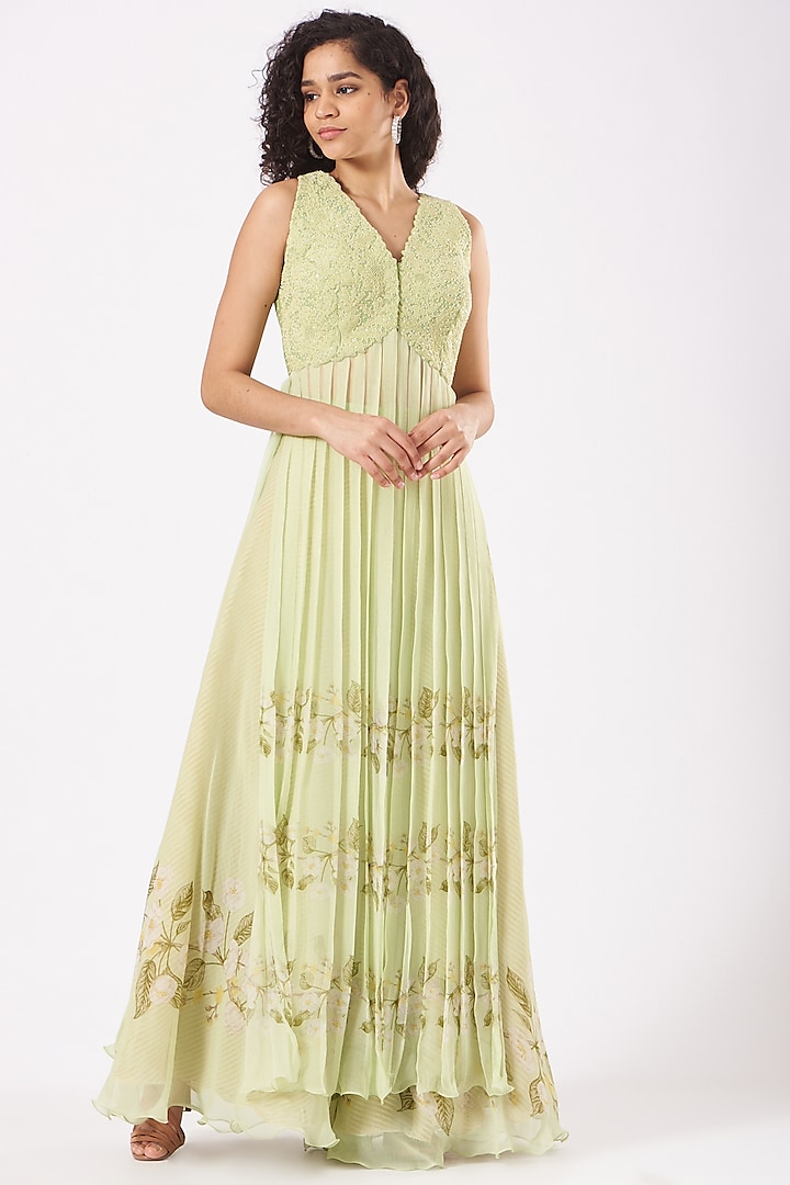 Mint Printed Kurta Set by Yashodhara at Pernia's Pop Up Shop