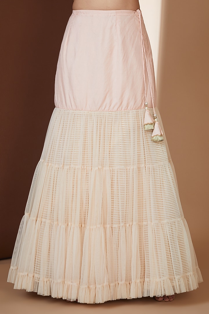 Peach Net Sharara Skirt Set by Yashodhara at Pernia's Pop Up Shop