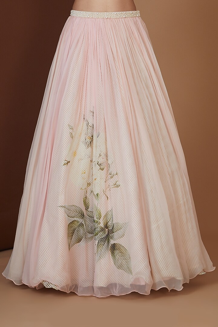 Pink Chiffon Wedding Lehenga Set by Yashodhara at Pernia's Pop Up Shop