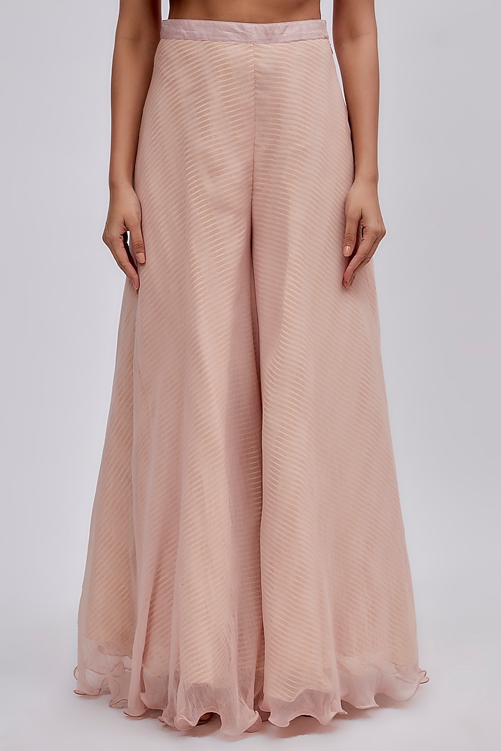 Pink Rose Chiffon & Organza Embroidered Cape Set by Yashodhara at Pernia's Pop Up Shop