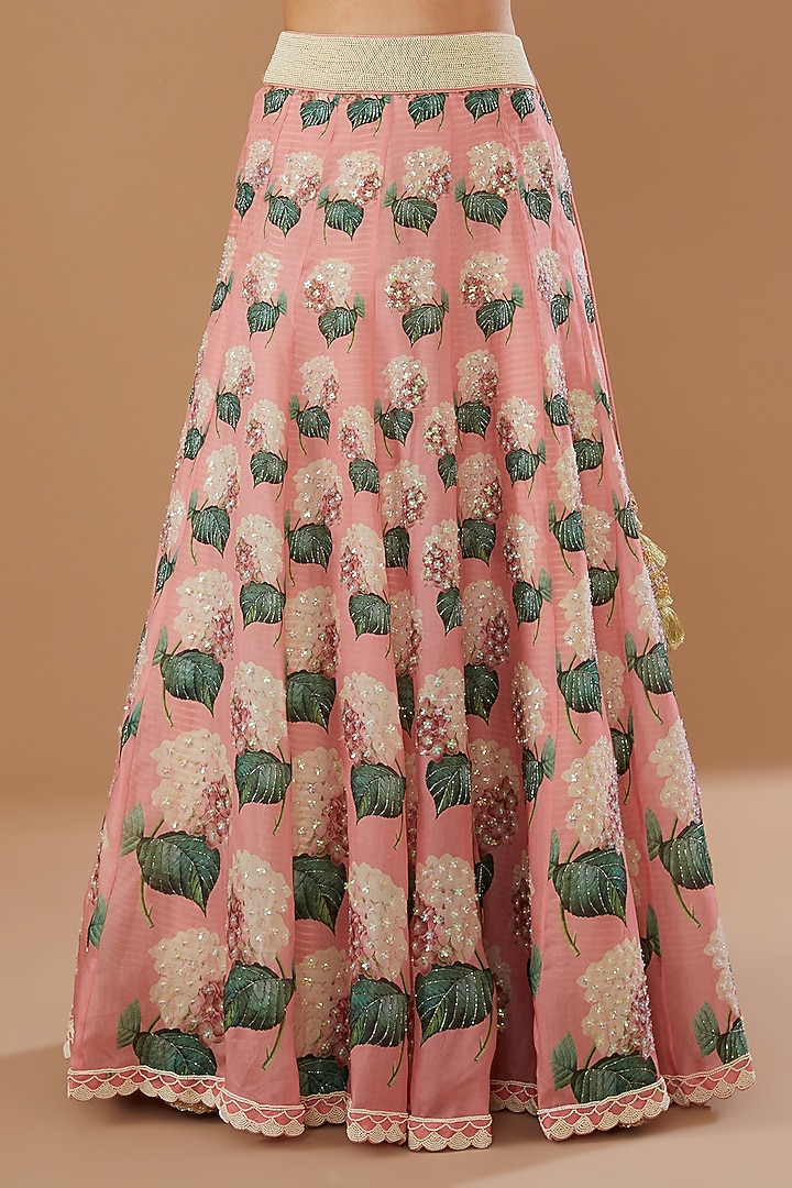 Pink Organza Printed Bridal Lehenga Set by Yashodhara at Pernia's Pop Up Shop