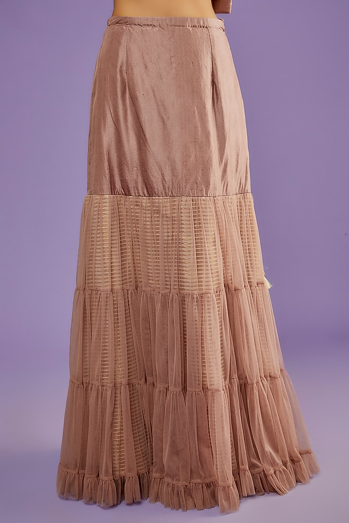 Dull Pink Net Sharara Skirt Set by Yashodhara at Pernia's Pop Up Shop