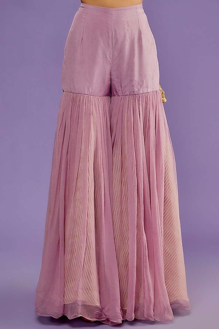 Lilac Organza & Raw Silk Gharara Set by Yashodhara at Pernia's Pop Up Shop