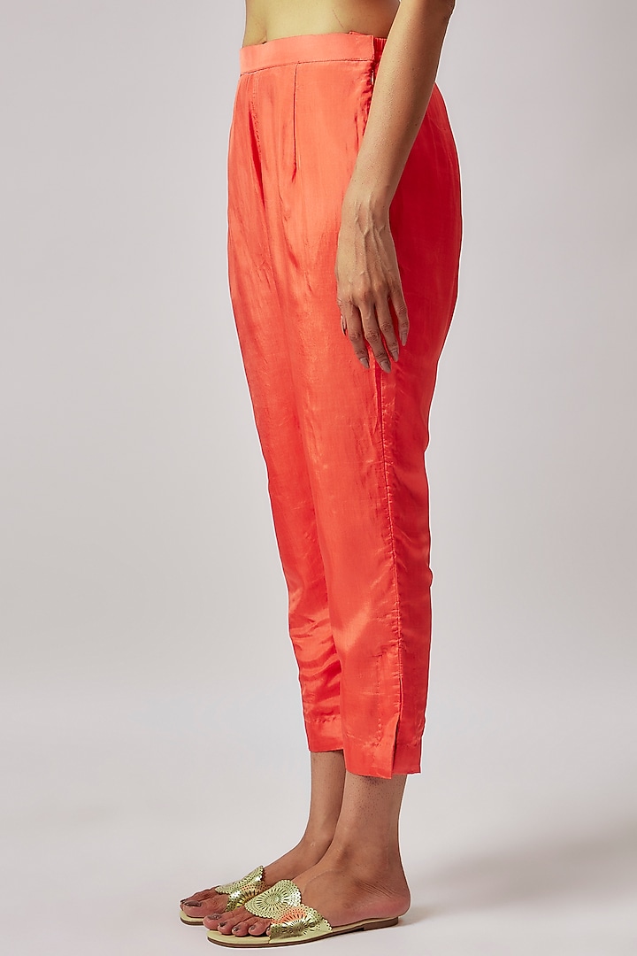 Coral Silk Printed Cape Set by Yashodhara at Pernia's Pop Up Shop