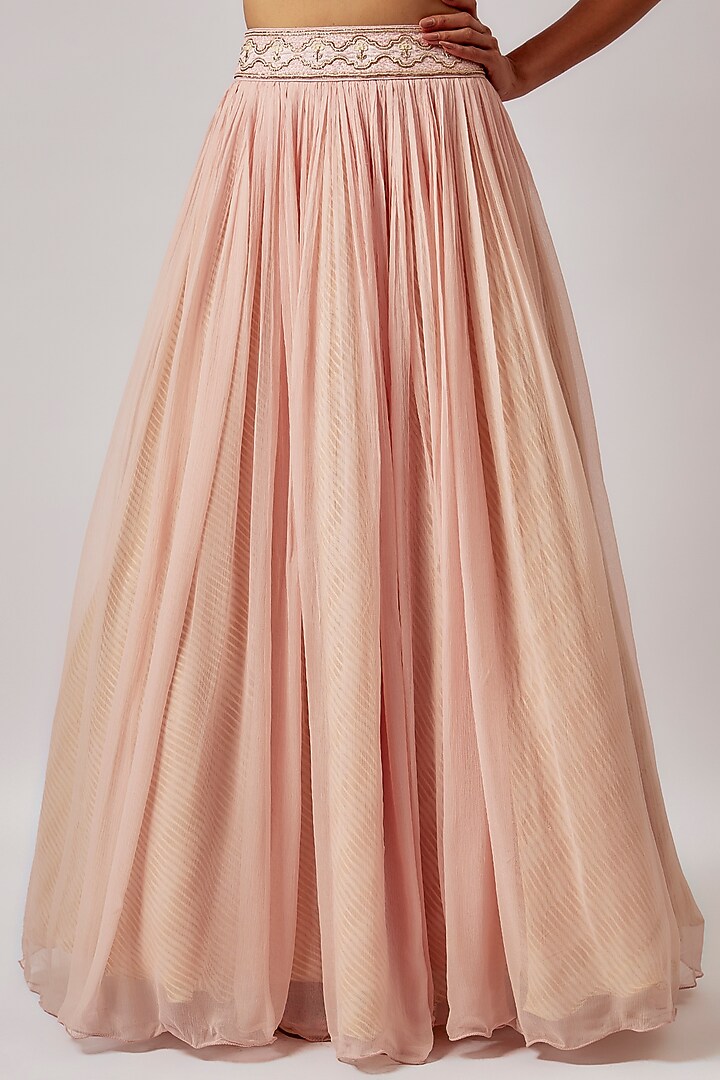 Blush Pink Organza Wedding Lehenga Set by Yashodhara at Pernia's Pop Up Shop