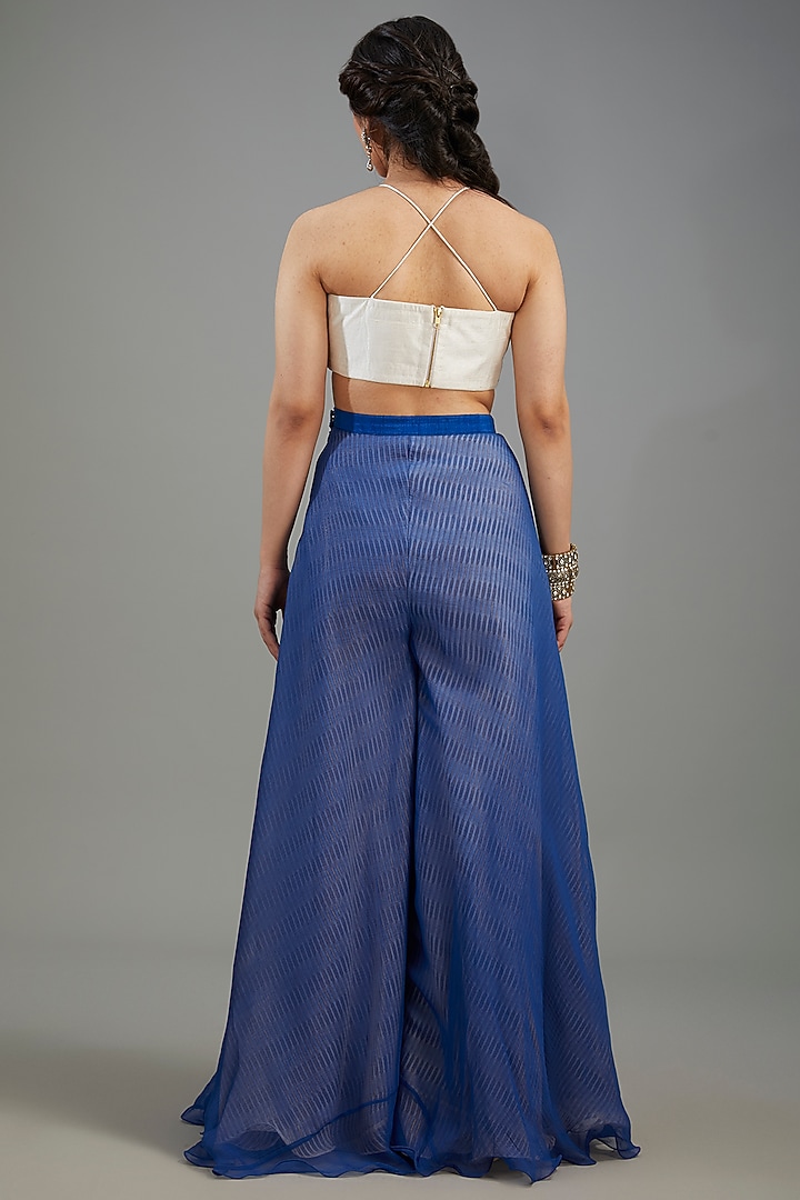 Blue Organza Shibori Cape Set by Yashodhara at Pernia's Pop Up Shop