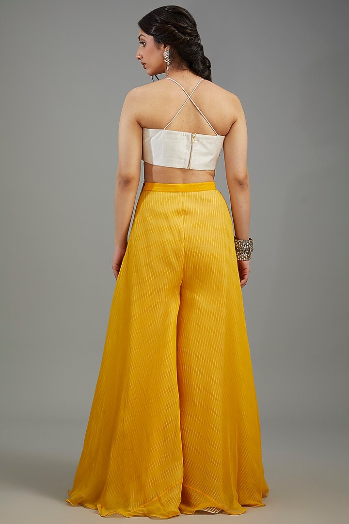 Yellow Organza Shibori Cape Set by Yashodhara at Pernia's Pop Up Shop