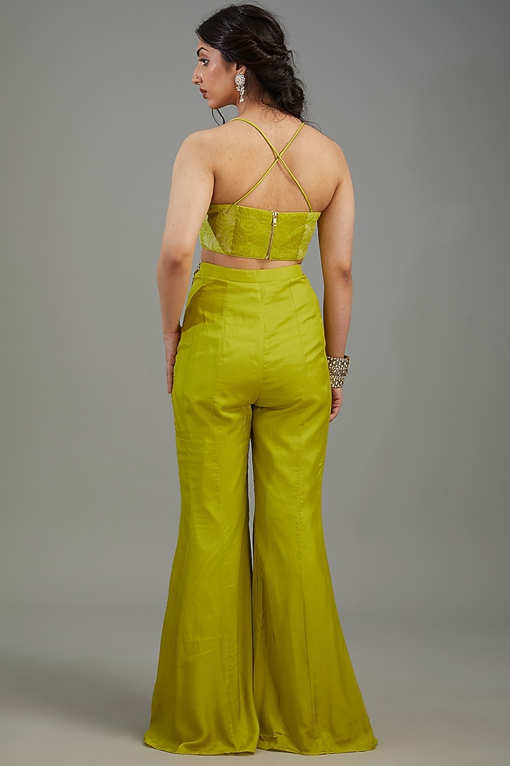 Jade Organza Shibori Embroidered Jacket Set by Yashodhara at Pernia's Pop Up Shop