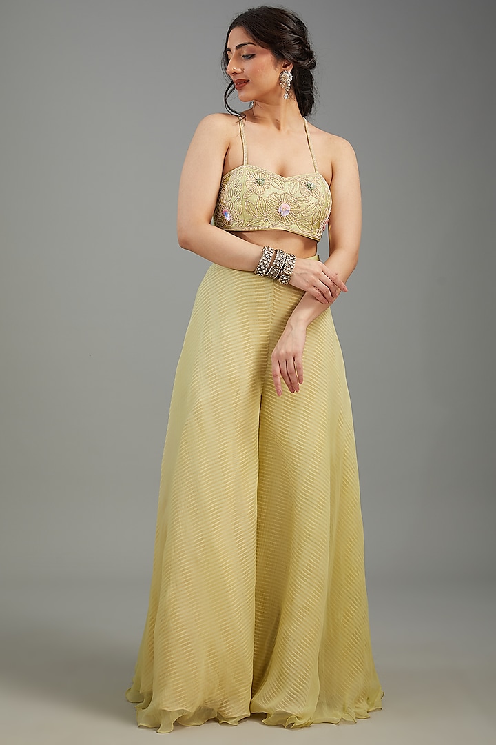 Jade Organza Embroidered Cape Set by Yashodhara at Pernia's Pop Up Shop