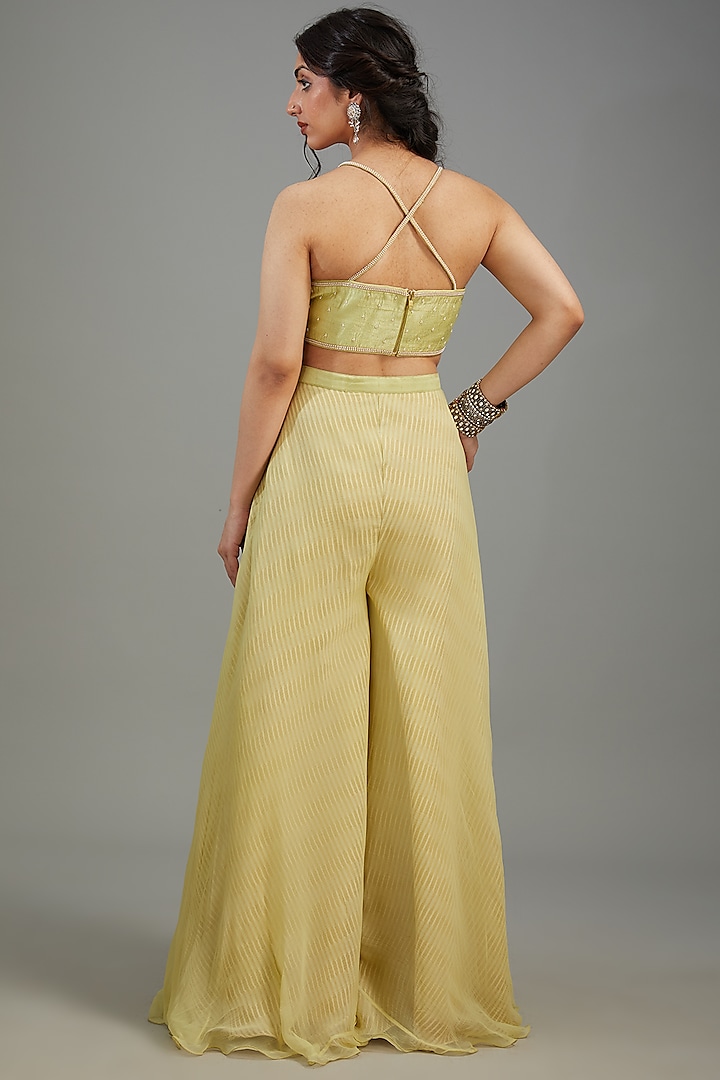 Jade Organza Embroidered Cape Set by Yashodhara at Pernia's Pop Up Shop