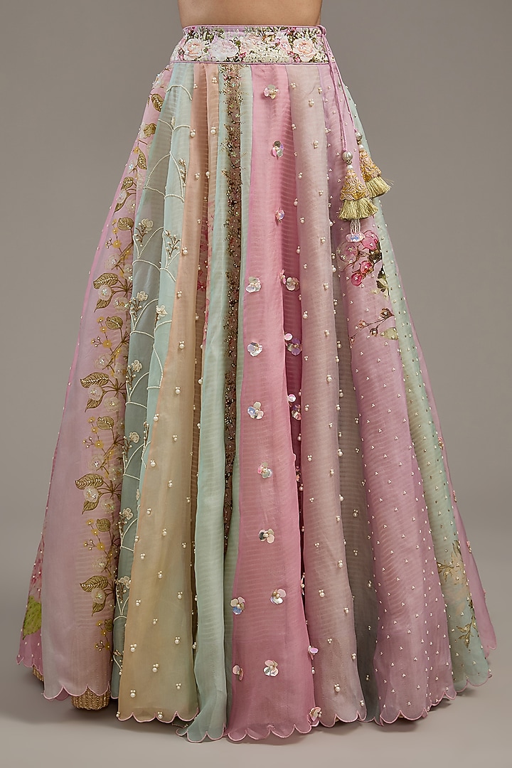 Multi-Colored Organza Digital Printed Wedding Lehenga Set by Yashodhara at Pernia's Pop Up Shop