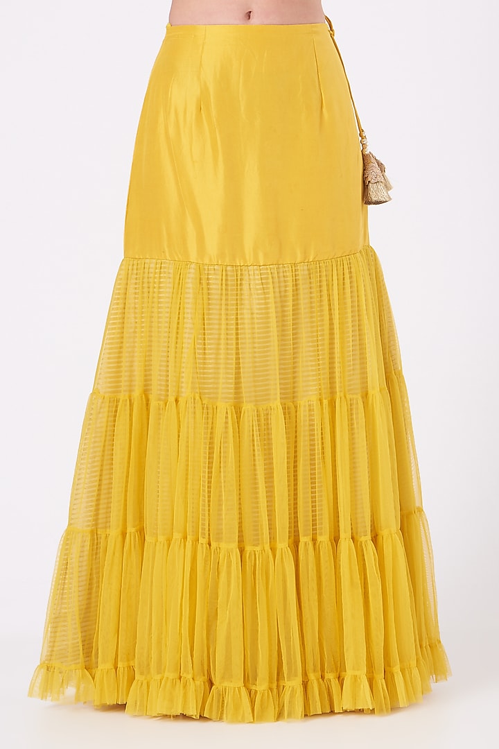 Yellow Net Wedding Sharara Set by Yashodhara at Pernia's Pop Up Shop