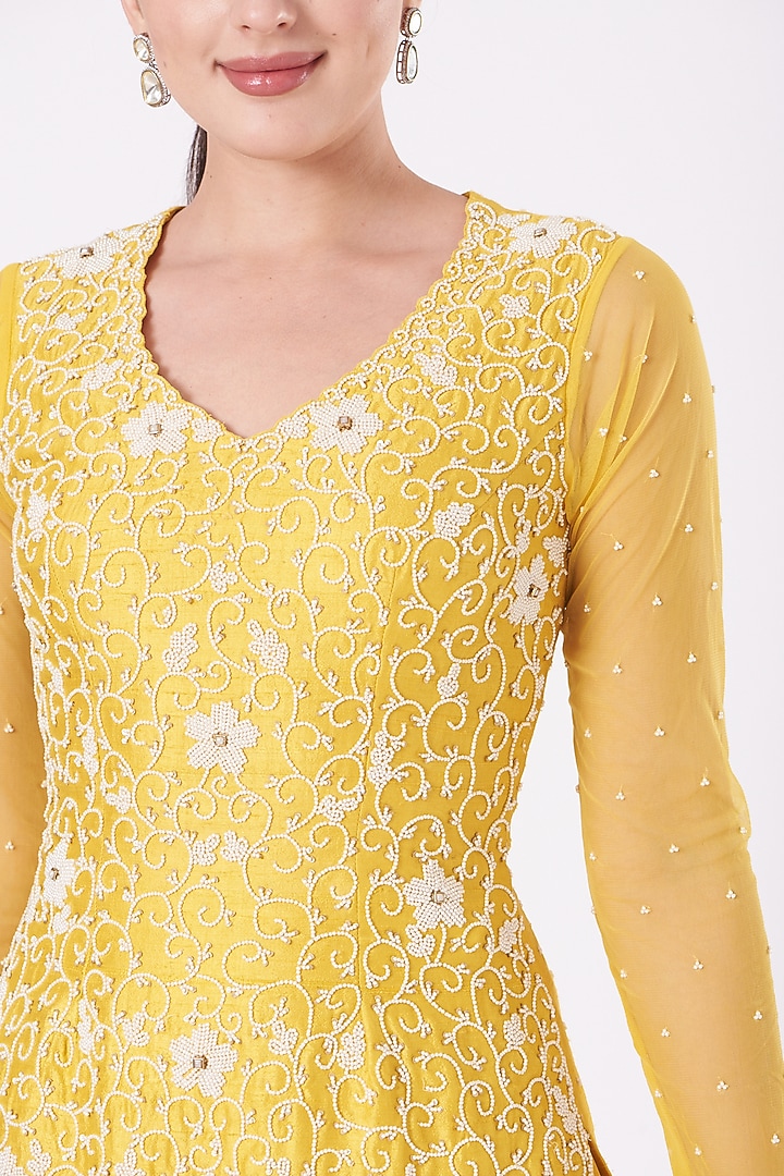Yellow Net Wedding Sharara Set by Yashodhara at Pernia's Pop Up Shop