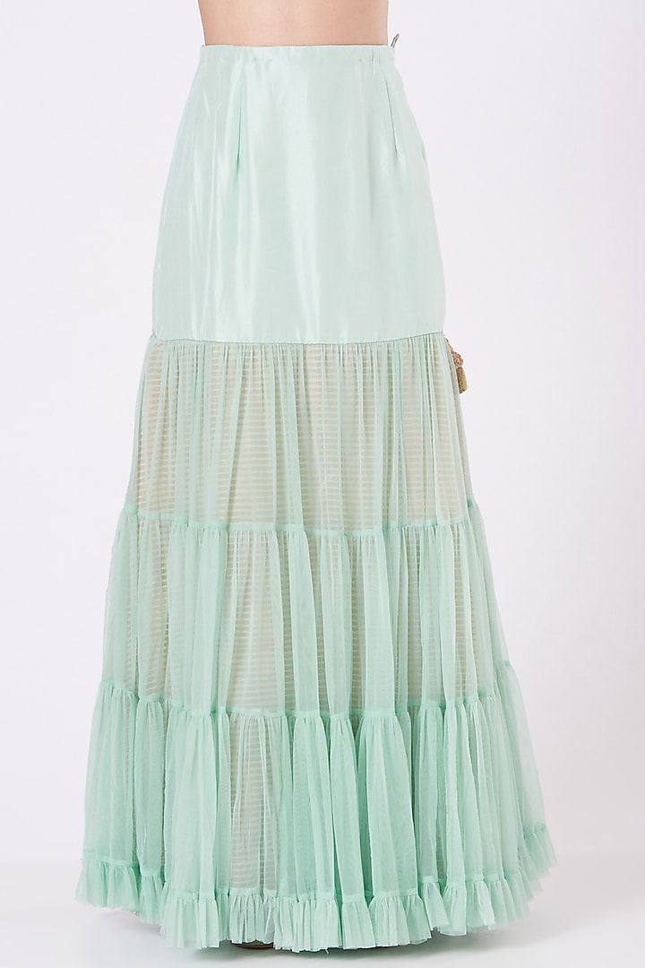 Aqua Blue Raw Silk Wedding Sharara Set by Yashodhara at Pernia's Pop Up Shop