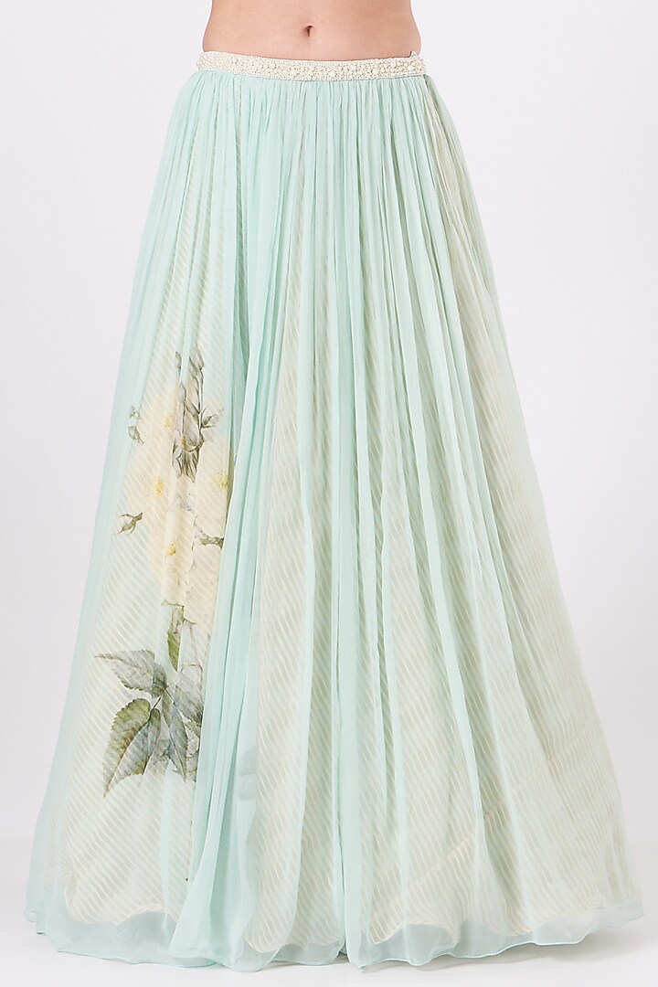 Aqua Blue Raw Silk Wedding Lehenga Set by Yashodhara at Pernia's Pop Up Shop