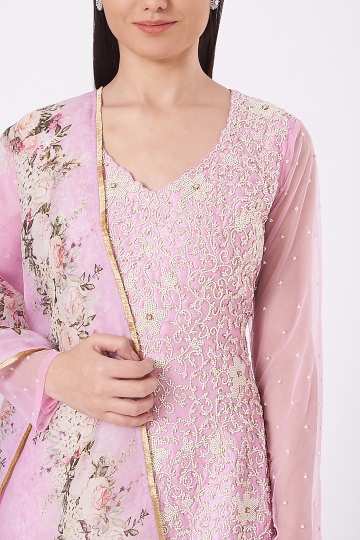 Lilac Net Wedding Sharara Set by Yashodhara at Pernia's Pop Up Shop