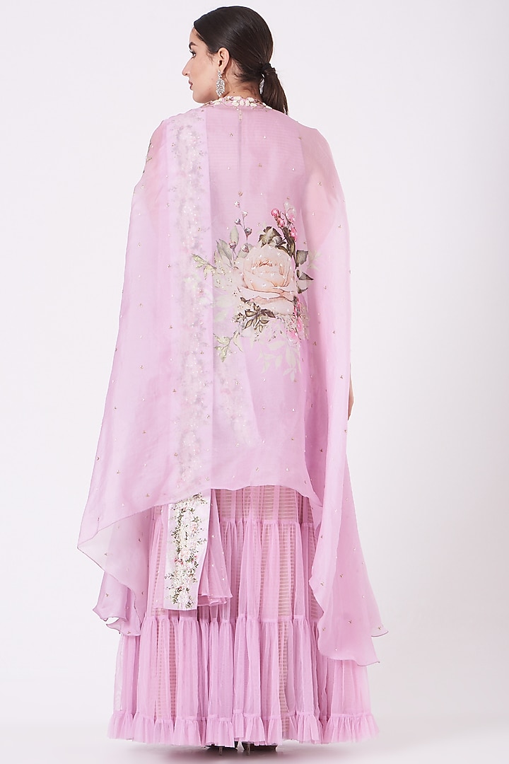 Lilac Net Embroidered Wedding Lehenga Set by Yashodhara at Pernia's Pop Up Shop