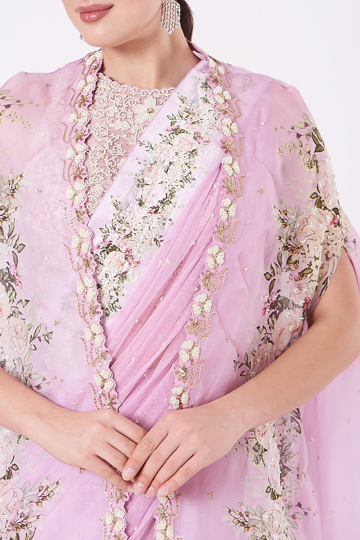 Lilac Net Embroidered Wedding Lehenga Set by Yashodhara at Pernia's Pop Up Shop