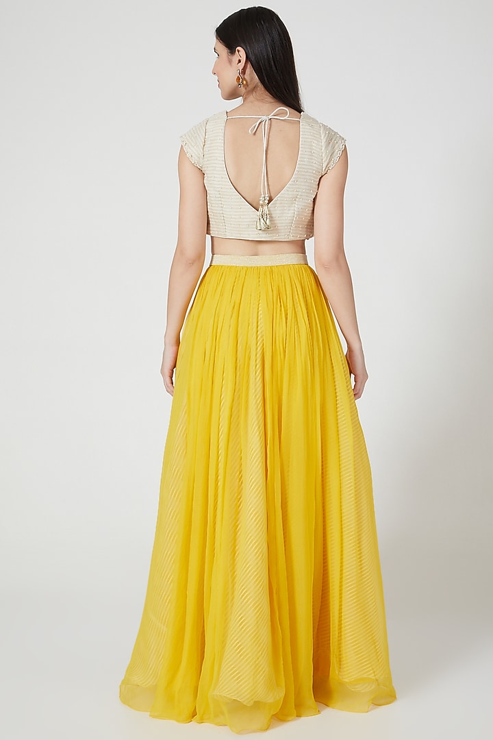 Yellow Organza Wedding Lehenga Set by Yashodhara at Pernia's Pop Up Shop