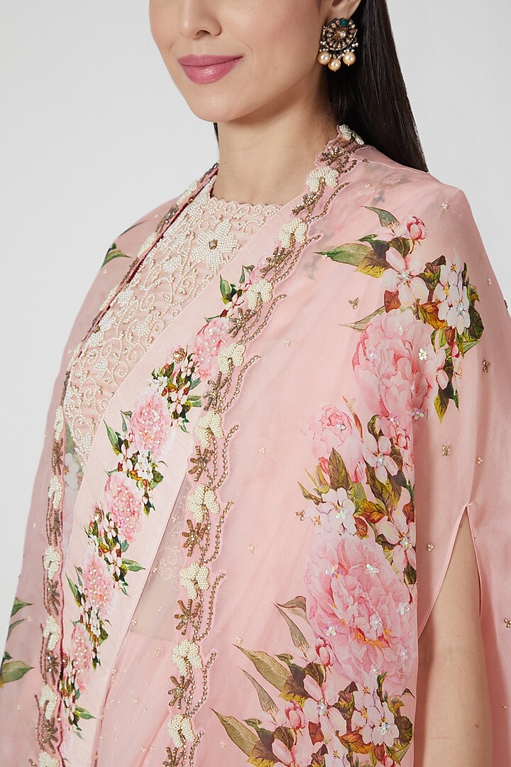 Blush Pink Printed Wedding Lehenga Set by Yashodhara at Pernia's Pop Up Shop
