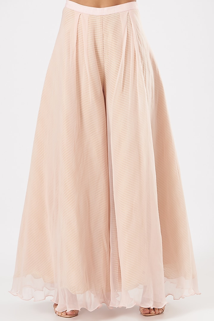 Blush Pink Organza Pant Set by Yashodhara at Pernia's Pop Up Shop