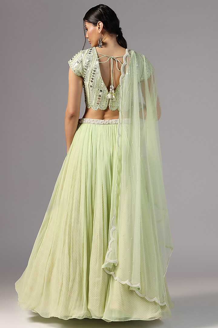 Jade Chiffon Wedding Lehenga Set by Yashodhara at Pernia's Pop Up Shop
