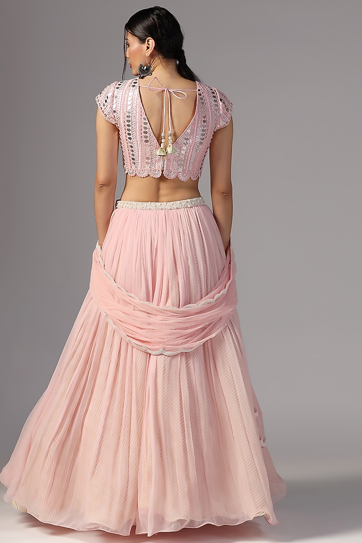 Pink Chiffon Wedding Lehenga Set by Yashodhara at Pernia's Pop Up Shop