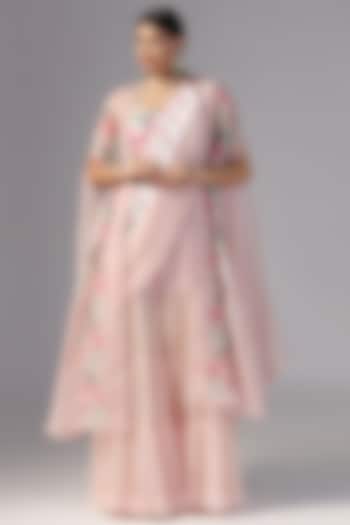 Pink Organza Cape Set by Yashodhara at Pernia's Pop Up Shop