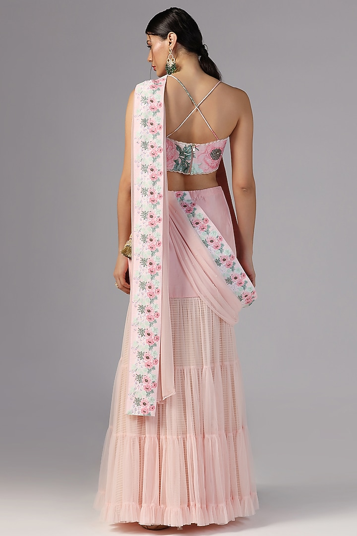 Pink Organza Cape Set by Yashodhara at Pernia's Pop Up Shop