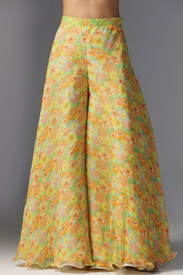 Multi-Colored Raw Silk Printed & Embroidered Jacket Set by Yashodhara at Pernia's Pop Up Shop