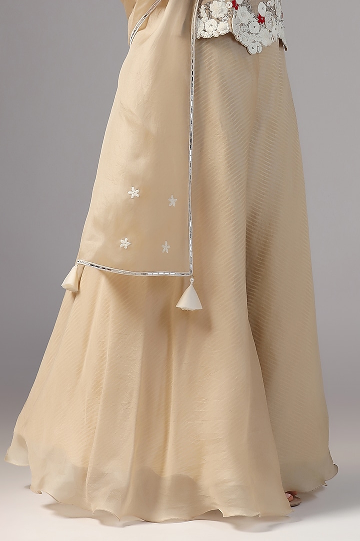 Beige Tussar Embroidered Kurta Set by Yashodhara at Pernia's Pop Up Shop