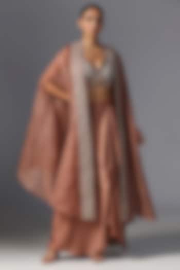 Caramel-Colored Organza Cape Set by Yashodhara at Pernia's Pop Up Shop