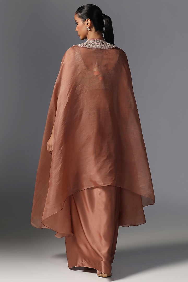 Caramel-Colored Organza Cape Set by Yashodhara at Pernia's Pop Up Shop