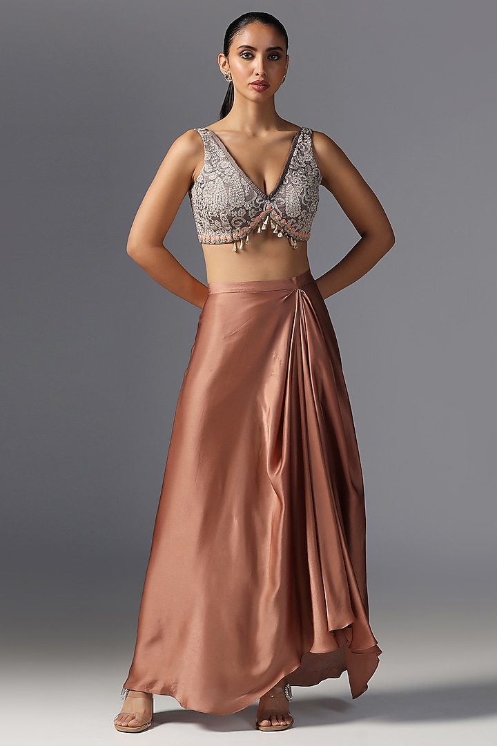 Caramel-Colored Organza Cape Set by Yashodhara at Pernia's Pop Up Shop