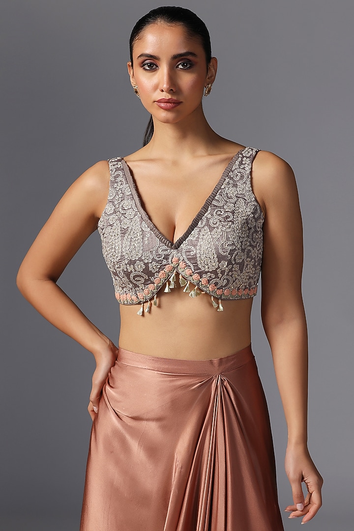 Caramel-Colored Organza Cape Set by Yashodhara at Pernia's Pop Up Shop