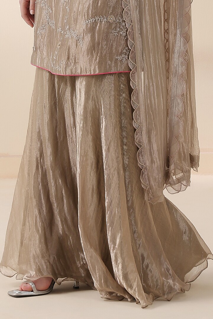 Khaki Tissue Kurta Set by Yashodhara at Pernia's Pop Up Shop
