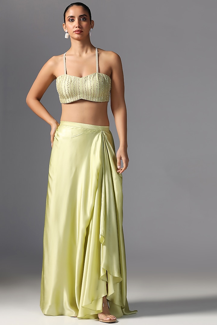 Jade Organza Embroidered Cape Set by Yashodhara at Pernia's Pop Up Shop
