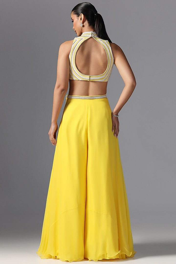 Yellow Organza Cape Set by Yashodhara at Pernia's Pop Up Shop