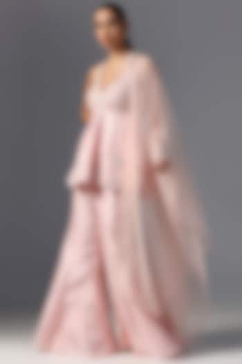 Pink Raw Silk Kalidar Kurta Set by Yashodhara at Pernia's Pop Up Shop