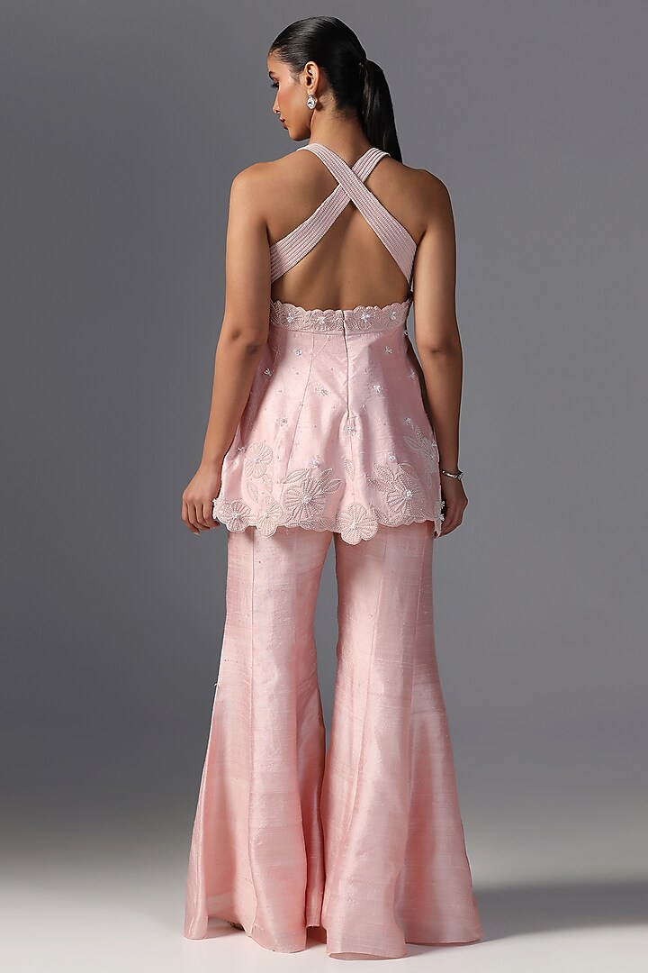 Pink Raw Silk Kalidar Kurta Set by Yashodhara at Pernia's Pop Up Shop