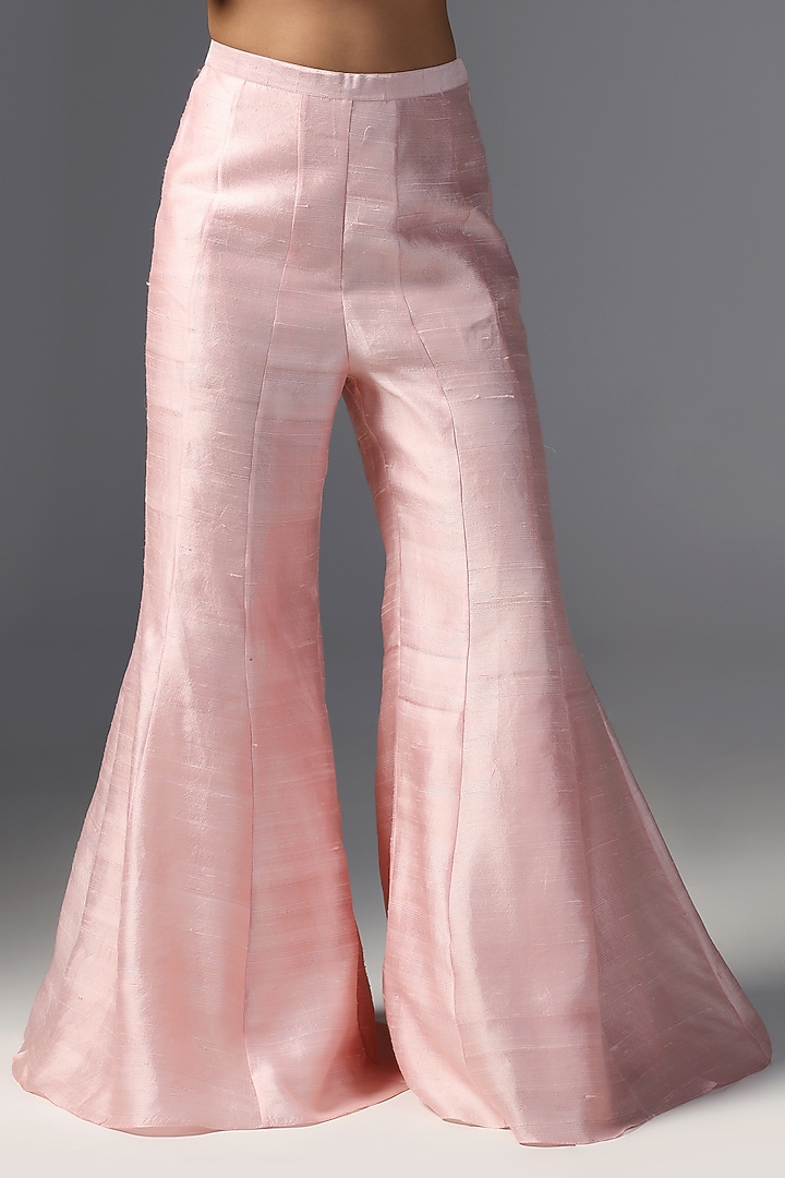 Pink Raw Silk Kalidar Kurta Set by Yashodhara at Pernia's Pop Up Shop